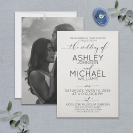 Invitación Tipografía de caligrafía blanca y negra Boda fotog