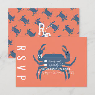 Invitación Tipografía de cangrejo minimalista RSVP de boda
