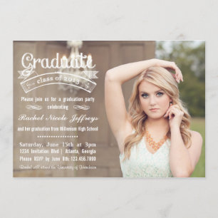 Invitación Tipografía de cartón con fotografía completa Gradu