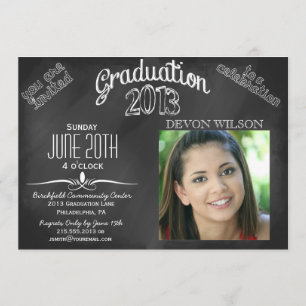 Invitación Tipografía de Chalkboard de moda 2013 Graduación