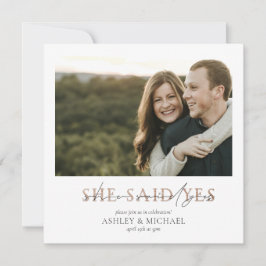 Invitación TIPOGRAFÍA DE COBRE Dijo Sí Compromiso Cuadrado