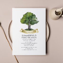 Invitación Tipografía de color de agua de cinta de árbol de l