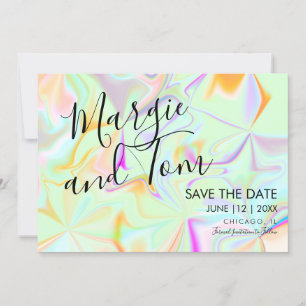Invitación Tipografía de color holográfica salva la fecha
