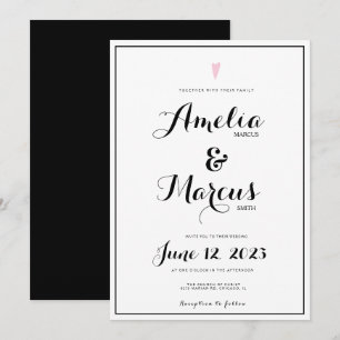 Invitación Tipografía de corazón de boda con escritura simple