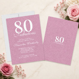 Invitación Tipografía de cumpleaños fabuloso rosa 80