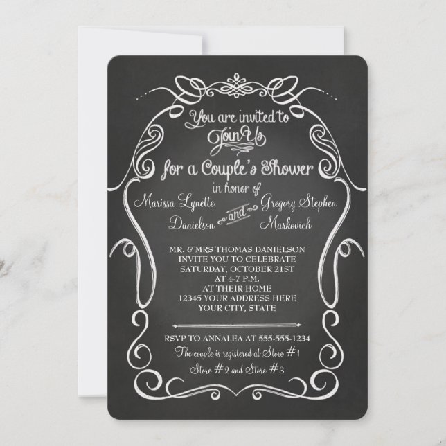 Invitación Tipografía de desplazamiento de tablero de caligra (Anverso)