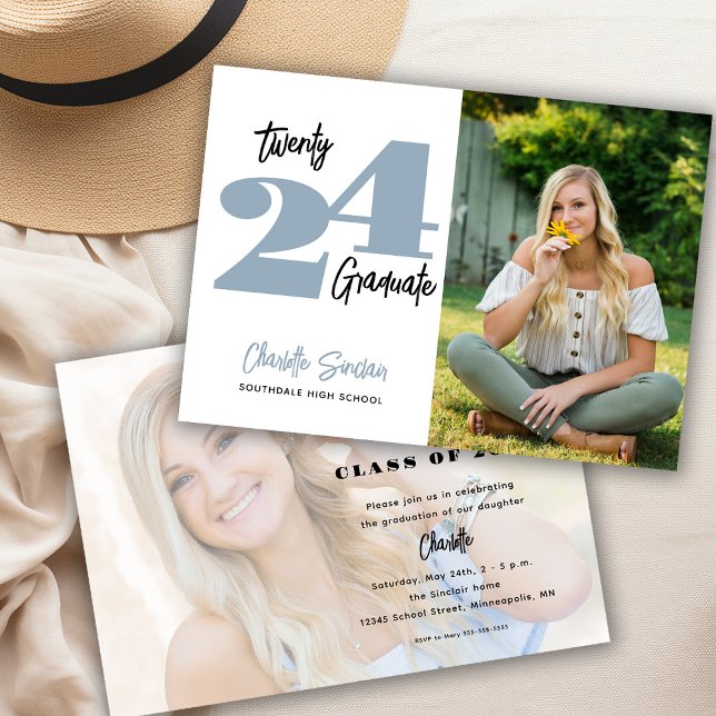 Invitación Tipografía de escritura a mano de graduación fotog (Subido por el creador)