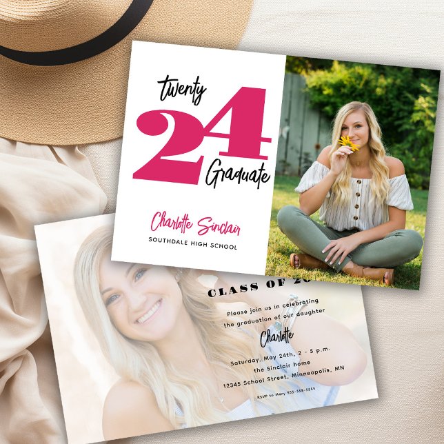 Invitación Tipografía de escritura a mano de graduación fotog (Subido por el creador)