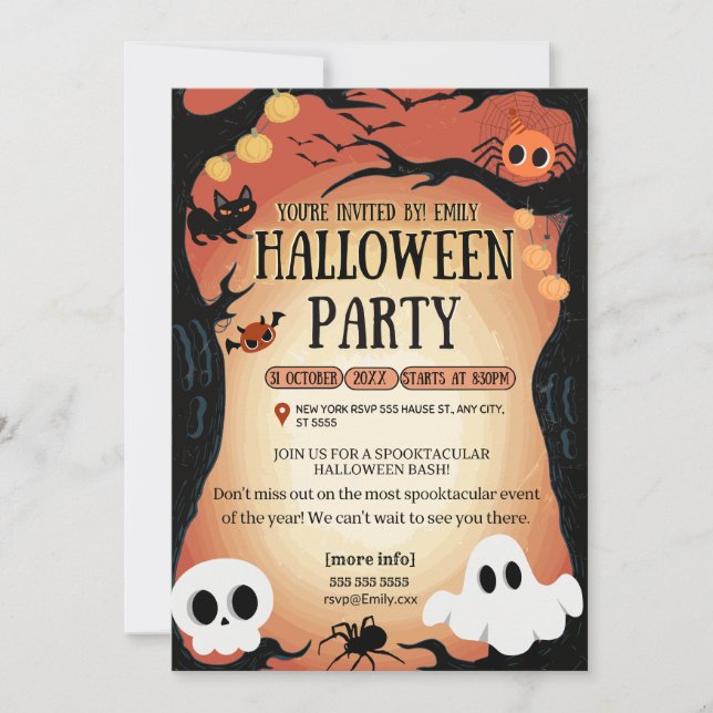 Invitación tipografía de fiesta de halloween descarga instant (Anverso)