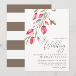 Invitación Tipografía de flor delgada boda rústico vertical