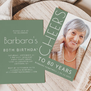 Invitación Tipografía de Foto de Felicitación Verde Menta Cum