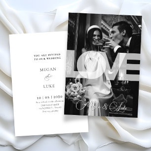 Invitación Tipografía de fotonovias modernista monocroma