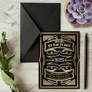 Invitación Tipografía De Gatsby De Los Años Nuevos Fiesta