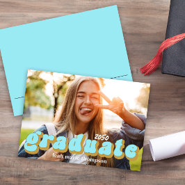 Invitación Tipografía de grado Foto Retro simple de diversión