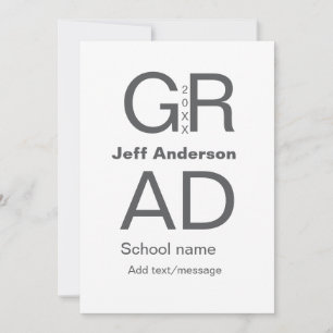 Invitación Tipografía de grado moderna graduación simple míni