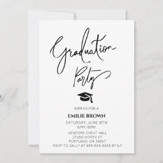 Invitación Tipografía de graduación formal elegante y con est
