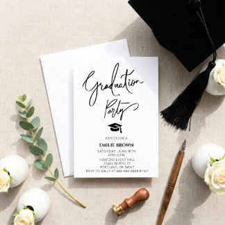 Invitación Tipografía de graduación formal elegante y con est