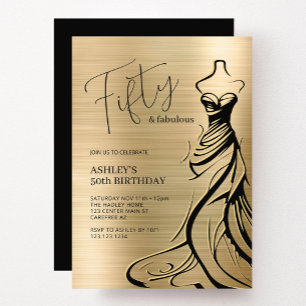 Invitación Tipografía de guión cincuenta y cumpleaños fabulos