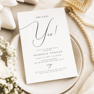 Invitación Tipografía de guión Ella dijo que sí Desayuno nupc