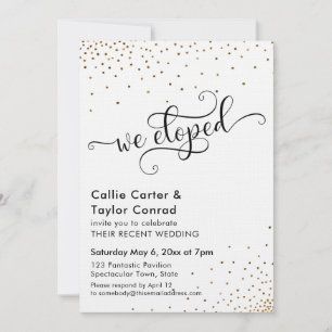 Invitación Tipografía de guión Nos Fugamos, Confeti Falso Dor