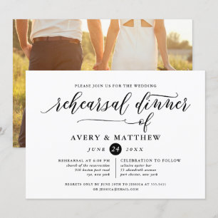 Invitación Tipografía de guiones simples   Cena de ensayo fot