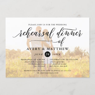Invitación Tipografía de guiones simples   Cena de ensayo fot