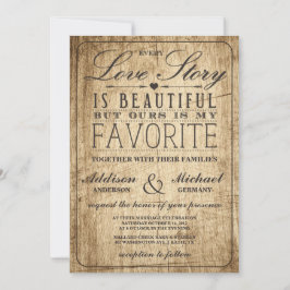Invitación Tipografía de historias de amor | Boda Vintage Bar