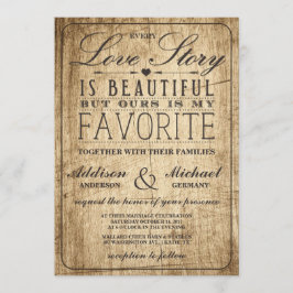 Invitación Tipografía de historias de amor | Boda Vintage Bar