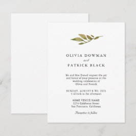 Invitación Tipografía de hojas verdes Boda simple clásico