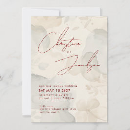 Invitación Tipografía de letra cursiva elegante Boda crema mo