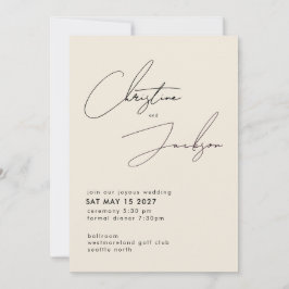 Invitación Tipografía de letra cursiva elegante Boda de crema