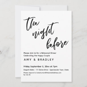 Invitación Tipografía de letra manuscrita de la noche anterio