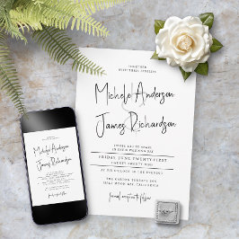 Invitación Tipografía de letra minimalista formal para boda