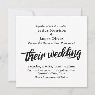 Invitación Tipografía de letra negrita, minimalista "Su boda"