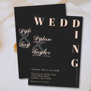 Invitación Tipografía de letra script de melocotón suave negr