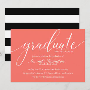 Invitación Tipografía de Living Coral Graduación en cualquier