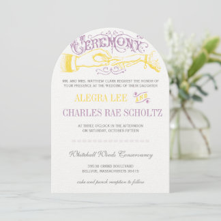 Invitación Tipografía de los vasos amarillos y violetas