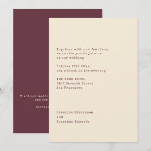 Invitación Tipografía de máquina de escribir minimalista de b