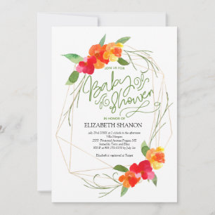 Invitación Tipografía de Marco Dorado Floral con Lunares para