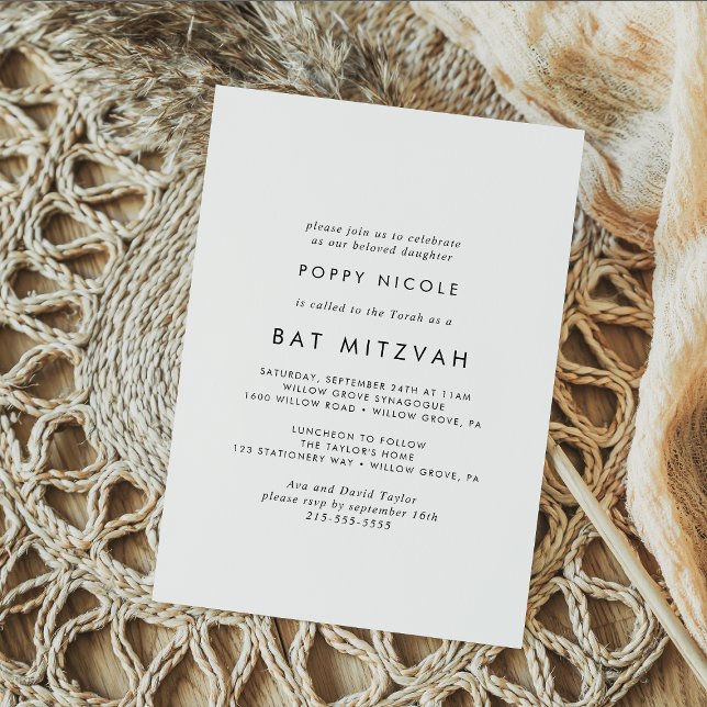 Invitación Tipografía de moda Bat Mitzvah (Subido por el creador)