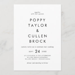 Invitación Tipografía de moda Boda de nombres negrita