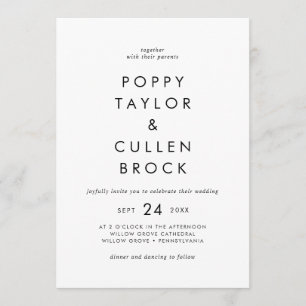 Invitación Tipografía de moda Boda de nombres negrita