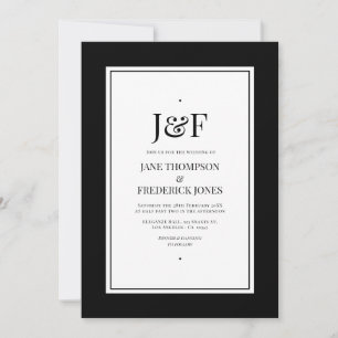 Invitación Tipografía de moda boda en blanco y negro