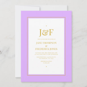 Invitación Tipografía de moda boda en color malva y dorado