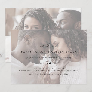 Invitación Tipografía de moda   Boda fotográfico horizontal