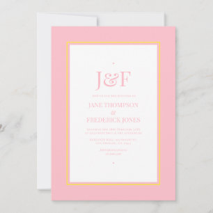 Invitación Tipografía de moda boda rosa y amarillo
