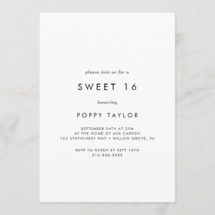 Invitación Tipografía de moda dulce 16 cumpleaños
