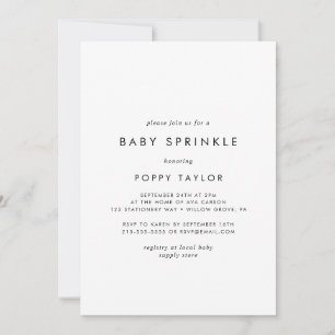 Invitación Tipografía de moda Espolvorea de bebé