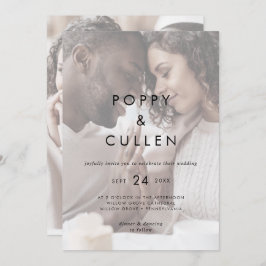 Invitación Tipografía de moda | Faded Photo Casual Boda