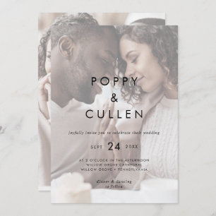 Invitación Tipografía de moda   Faded Photo Casual Boda